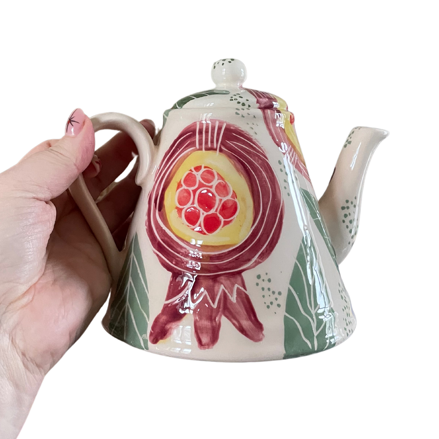 POMEGRANATE TRIANGLE TEAPOT