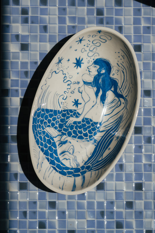 Mermaid Banquet – Hand-Painted Oval Feast Platter