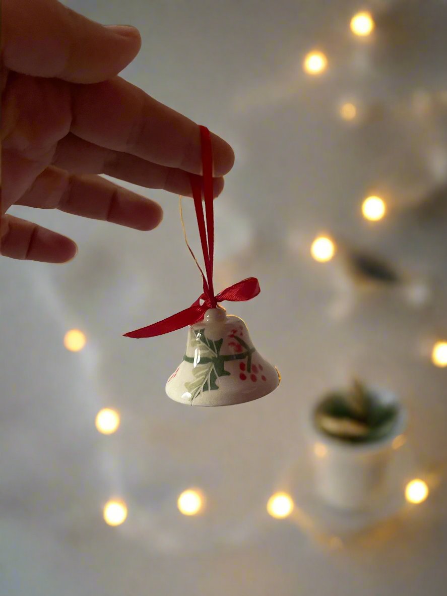 CHRISTMAS CERAMIC BELL ORNAMENT - SMALL