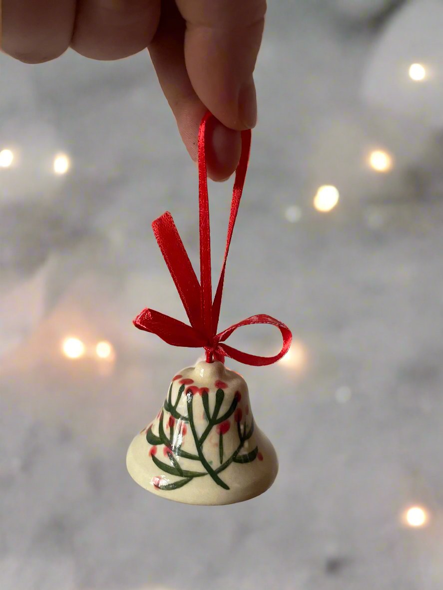 CHRISTMAS CERAMIC BELL ORNAMENT - SMALL