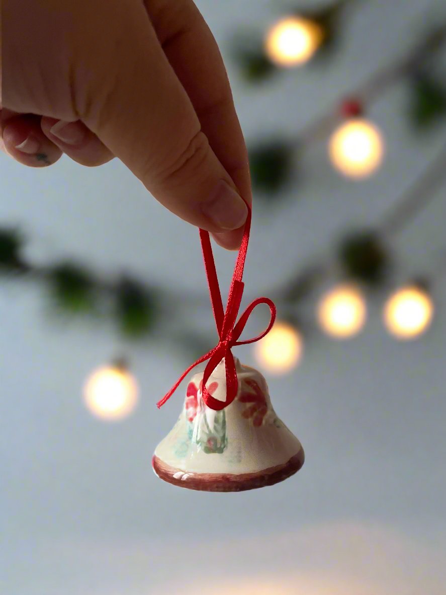 CHRISTMAS CERAMIC BELL ORNAMENT - SMALL