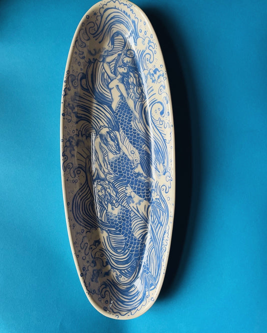 Mermaid Vortex 60cm long Serving Dish