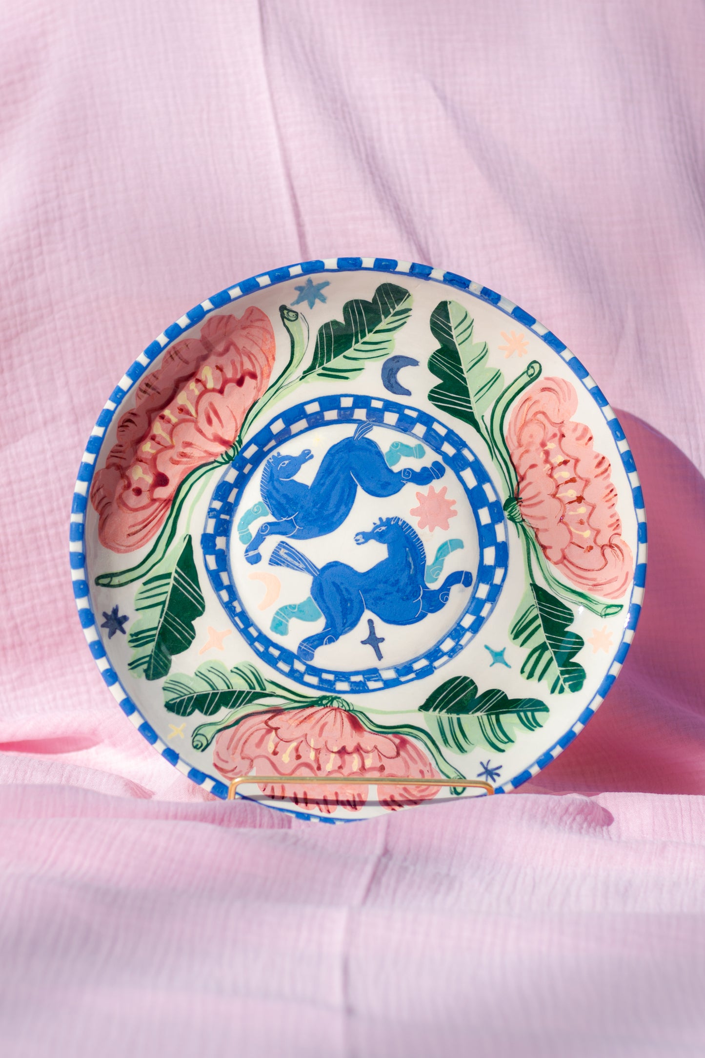 PARIPA giant serving platter & wall plate with peonies