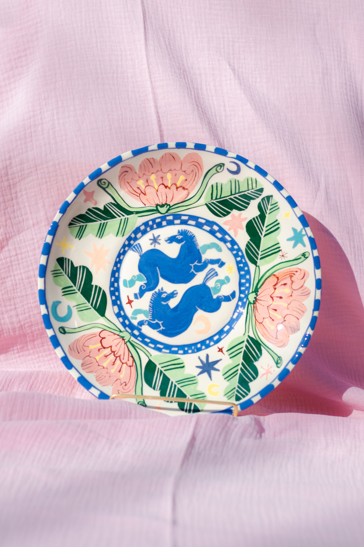 PARIPA giant serving platter & wall plate with peonies