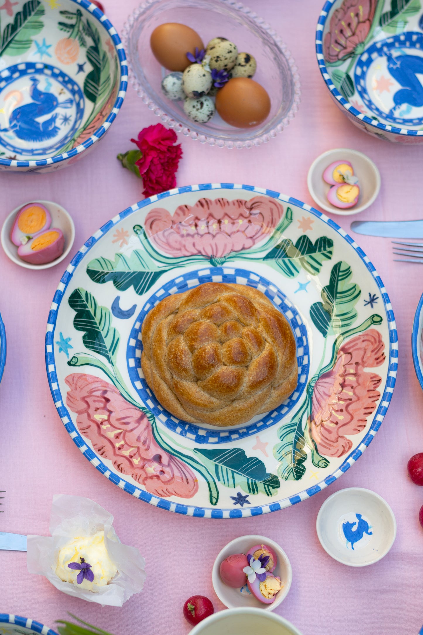 PARIPA giant serving platter & wall plate with peonies