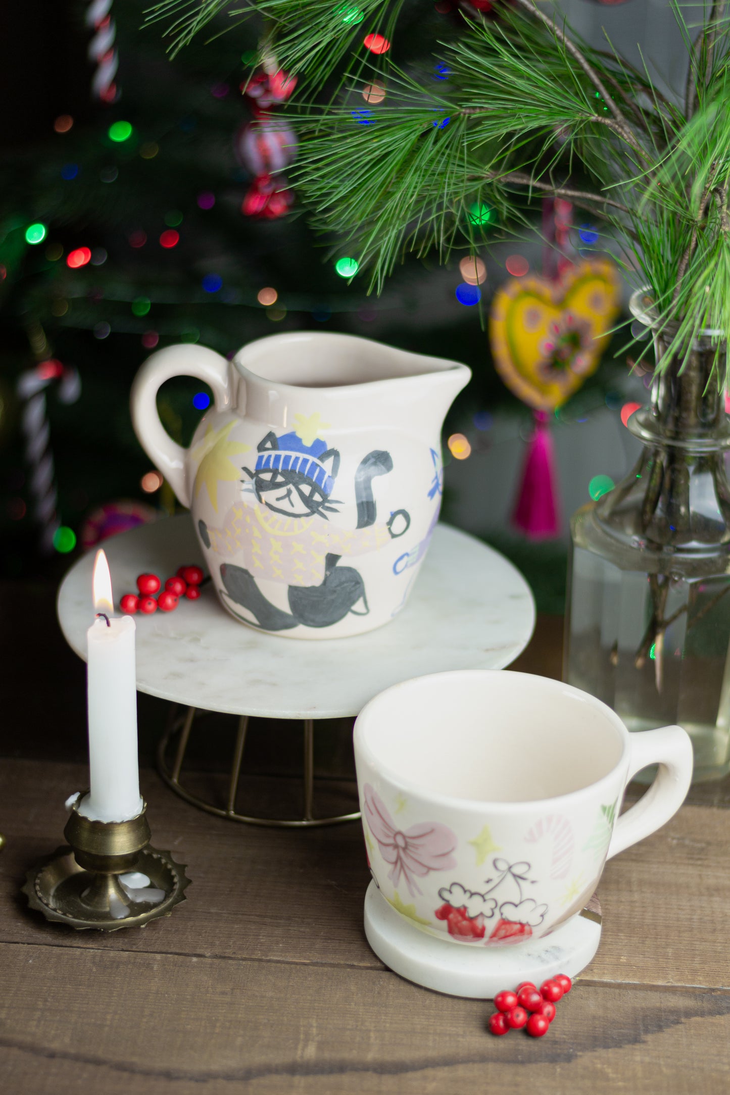 Milk Jug – 3 Dancing Knitted Jumper Cats