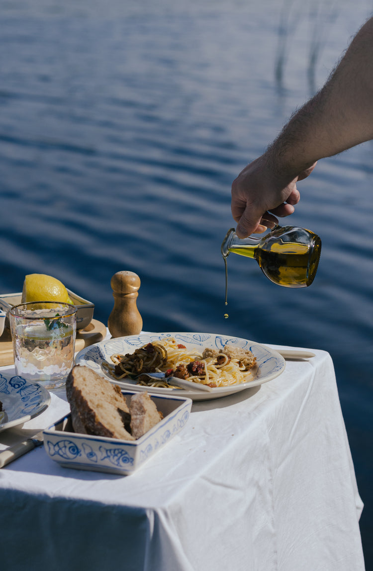 HAND-PAINTED PLATE - COASTAL FEAST