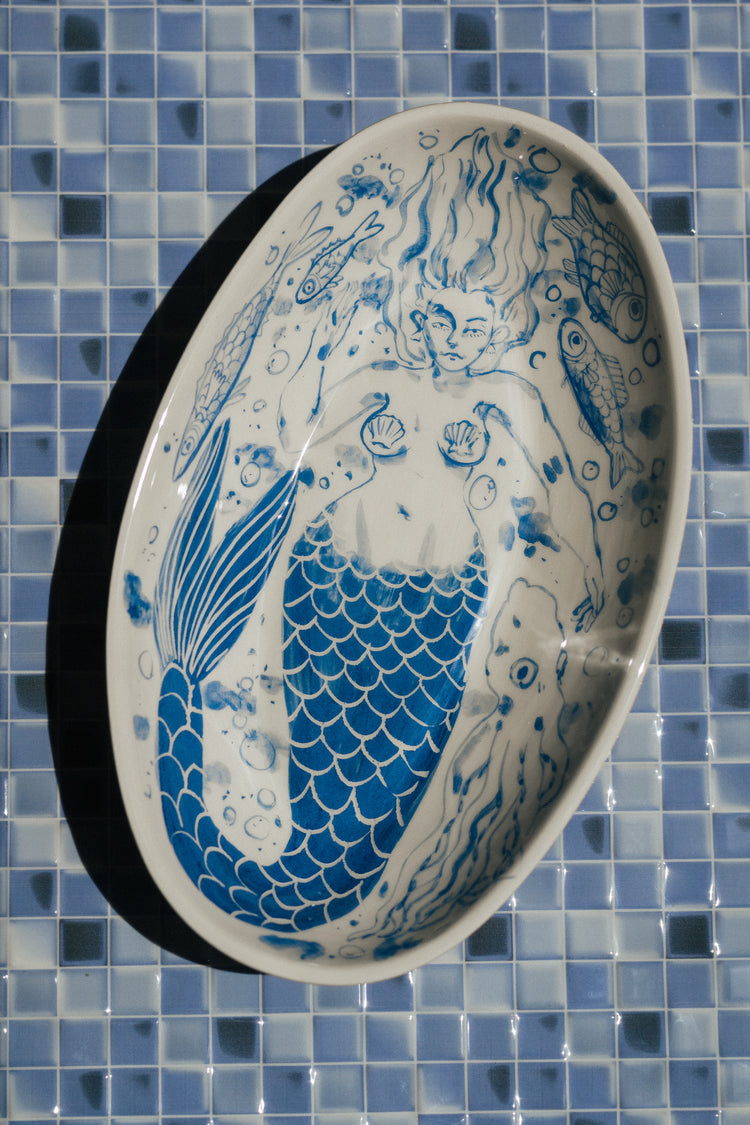 Mermaid Banquet – Hand-Painted Oval Feast Platter