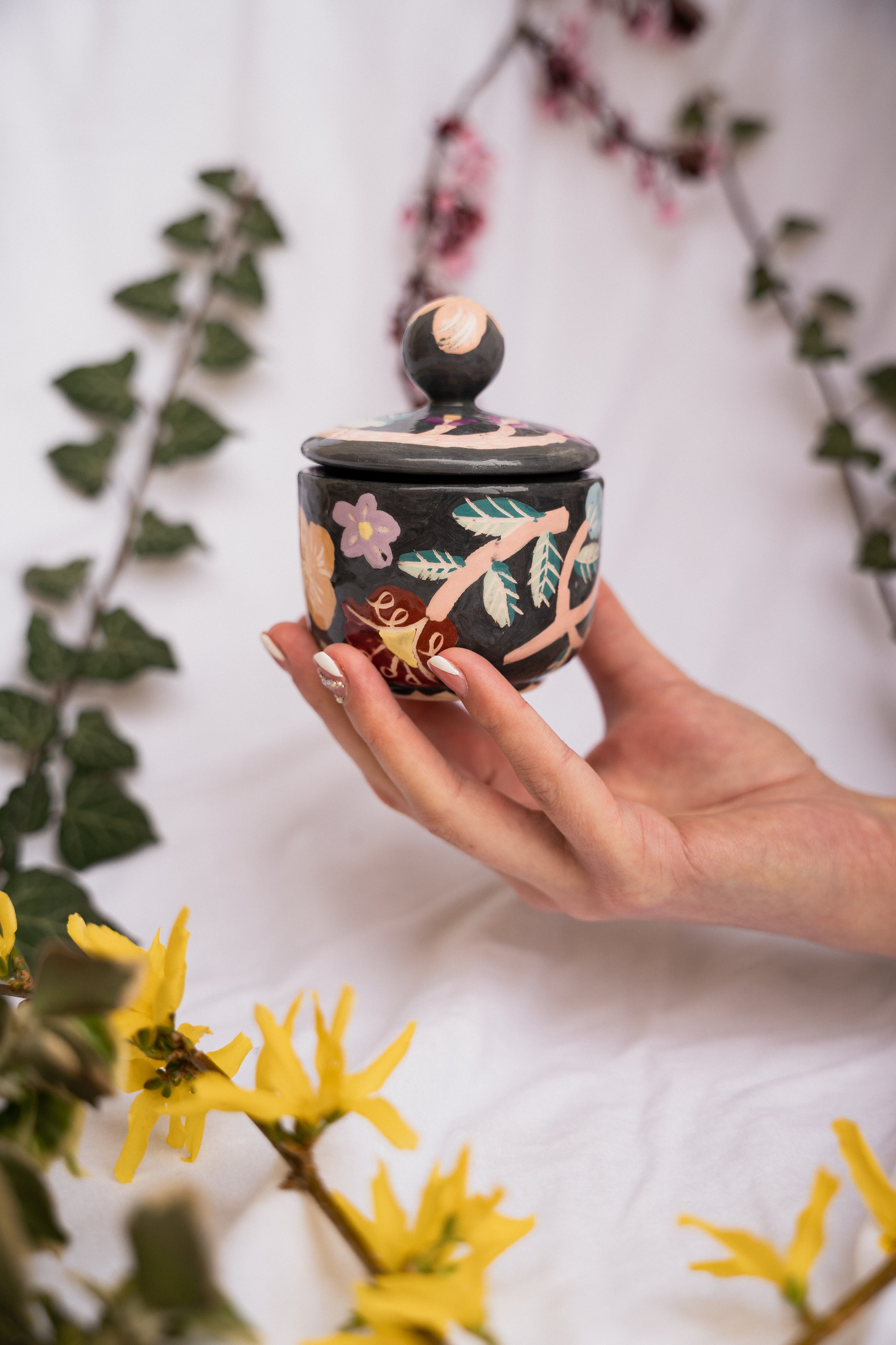 Mother's Day Gift: Soy Candle in Spring Flower Ceramic Holder