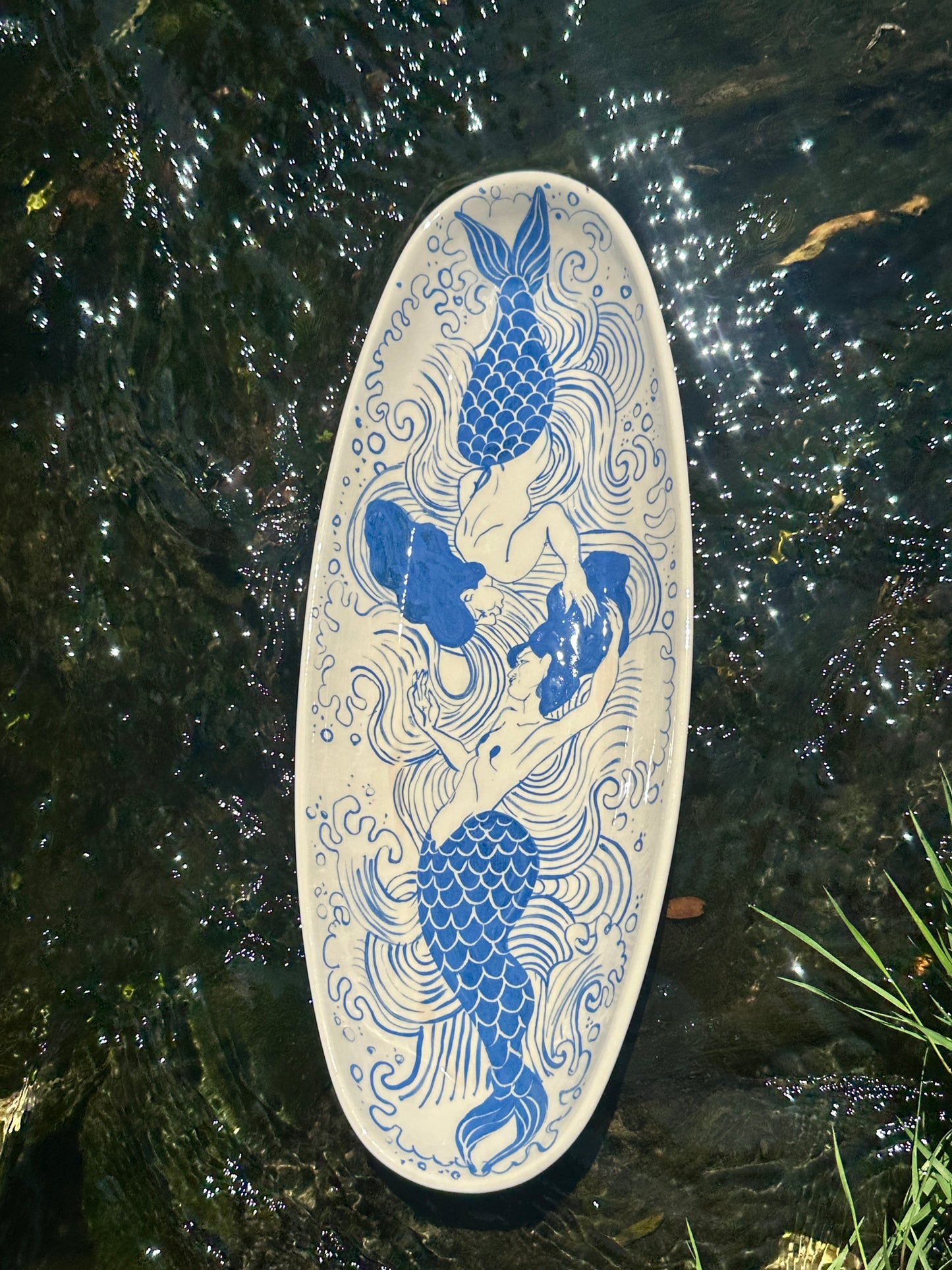 MERMAID DANCE EXTRA LARGE EYE SHAPED PLATTER