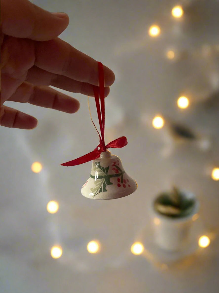CHRISTMAS CERAMIC BELL ORNAMENT - SMALL